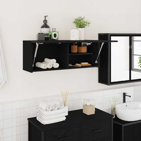 Bad-Wandschrank Schwarz 80x25x30 cm Holzwerkstoff