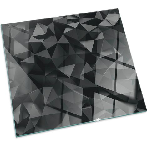 Piastra per Camino di Vetro Temperato Protezione per Caminetto dal Calore Resistente a Scintille e Graffi Geometria tridimensionale Quadrato 50x50 cm (1/5)