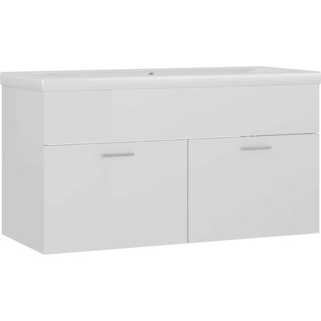 Maison Exclusive - Armoire d'évier avec lavabo intégré Blanc brillant (1/5)
