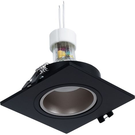 KIT Anneau lumineux carré 93x93mm (noir/champagne) + Ampoule - Blanc Froid