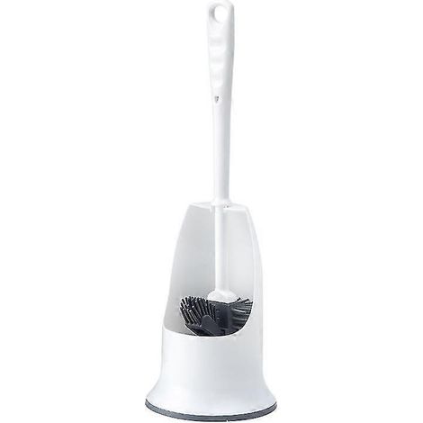 Lot de 2 brosses WC compactes et autoportantes avec support pour un rangement et une décoration de salle de bain - Brosse WC robuste pour un nettoyage en profondeur sous le rebord, avec revêtement pro (1/4)