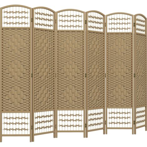 Paravent intérieur en bois séparateur de pièce cloison pliable 6 panneaux 240 x 170 cm bois naturel (1/5)
