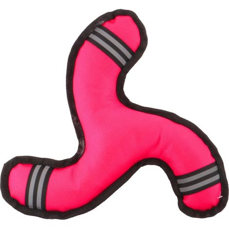 Giocattolo per cani in tessuto rosa con strisce riflettenti e suono stridulo. (1/5)