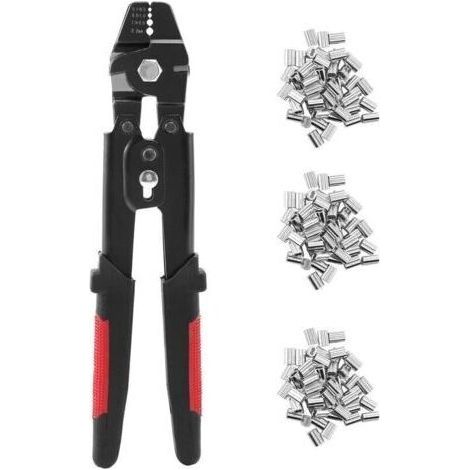 Outil de Sertissage de CBle MTallique Pinces de PChe une Sertir Swager Crimpers avec Kit de Manchons une Sertir (1/5)