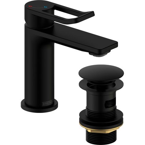 Bristan Saffron Eco Start Small Basin Mixer Tap with Clicker Waste - Black (1/3)