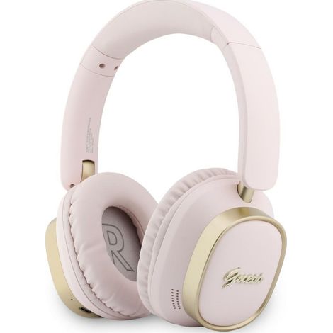 Auriculares supraaurales Guess Bluetooth ENC rectangulares de metal con letras rosas