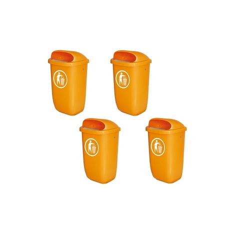 BRB 4 Abfallbehälter für den Außenbereich, 50 Liter, nach DIN 30713, Farbe: orange