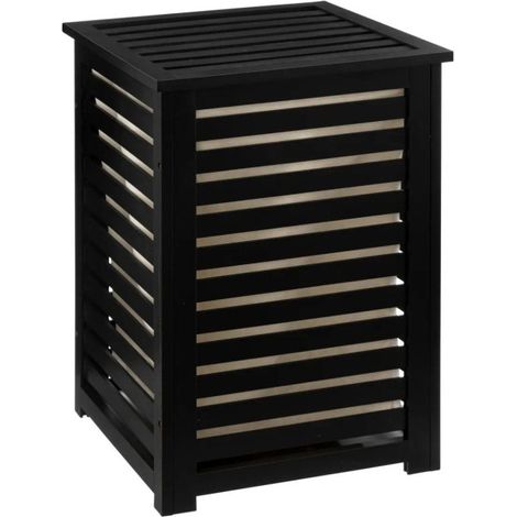 Five Simply Smart – Panier à linge ajouré 58cm noir – MDF – Capacité 65L – Housse intérieure lavable – Design moderne pour décoration intérieure (1/3)