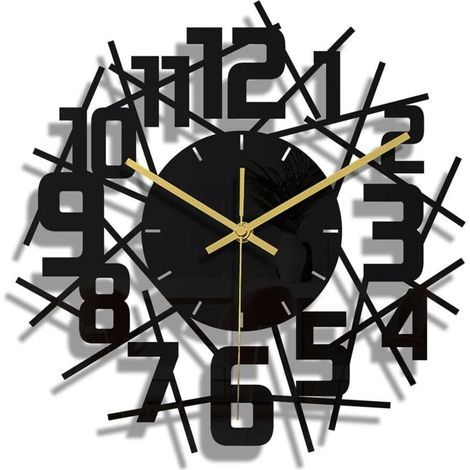 Luming Horloge Murale à Cadre Rond Noir DIY Silencieuse Design Moderne Pendules murales Convient pour la Décoration d'art de Bureau de Salon de Chambre à Coucher (1/4)