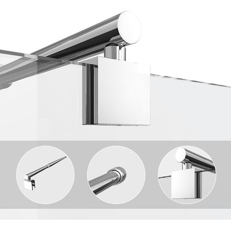 Heilmetz – Barre de stabilisation extensible pour paroi de douche 700-1200 mm – Acier inoxydable 304 – Compatible verre 8-10 mm – Fixation murale réglable