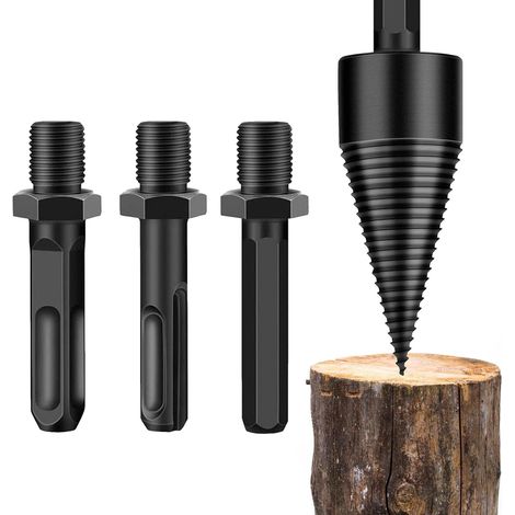 Foret À Bois pour Fendre du Bois - Cône de vis de Fendeur de Bois Fendeuse à Bois Perceuse avec 3 Poignées Carré/Rond/Hexagonal,pour Coupe Bois,Fendeuse de Bois (1/5)
