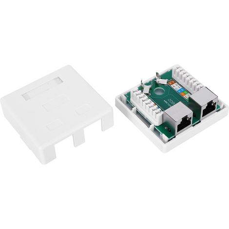 Boîtier de bureau blindé RJ45-8P8C de catégorie 5e, boîtier réseau à module d'information à double port, prise de surface RJ45-8P8C (1/4)
