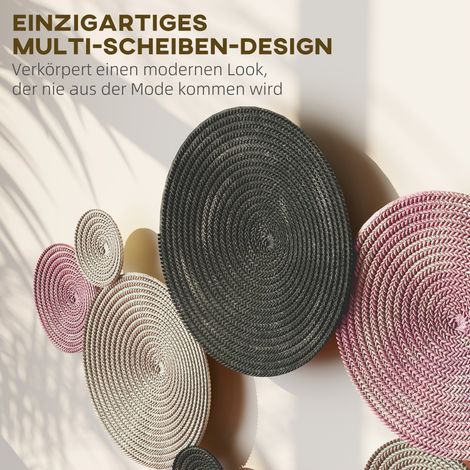 Ensemble de disques décoratifs muraux, 8 cercles en métal multicolores, décoration polyvalente pour intérieur (1/4)