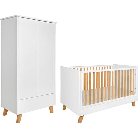 Lit évolutif 70x140 et armoire 2 portes Novelies Zara Blanc (1/5)