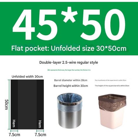 Sac en plastique portable noir, sac poubelle à cordon épais et durable, étanche, adapté à la maison et au bureau (4550cm) (100 pièces/2,5 soie) (1/5)