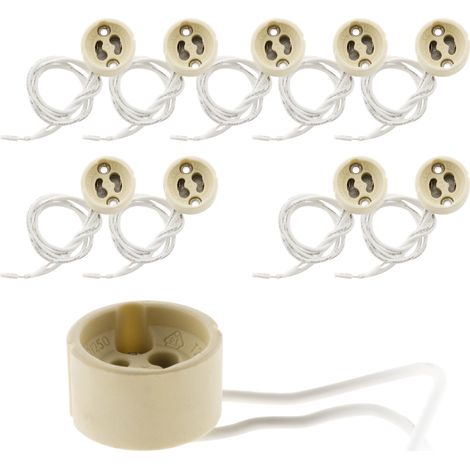 Lot de 10 douilles GU10/GZ10 plastique blanc 100 watts max