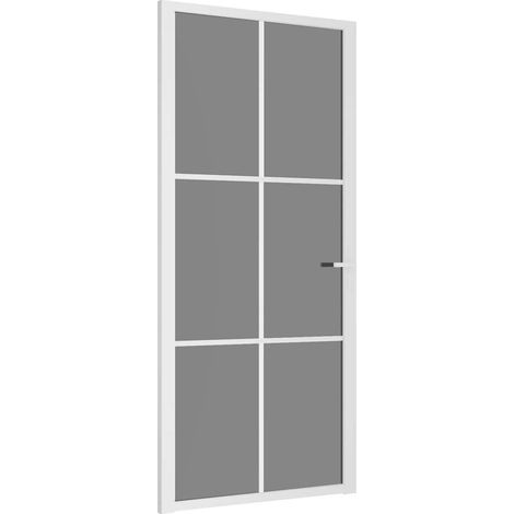Innentür 93x201,5 cm Weiß ESG-Glas und Aluminium vidaXL