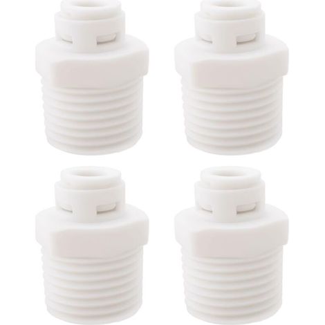 Set mit 4 Kunststoff-Schnellkupplungsköpfen (1/2" auf 1/4") für Umkehrosmosefilter, weiß