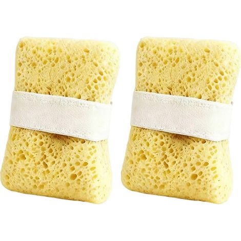 Éponge de bain avec poche pour savon et cordon de suspension pour un séchage facile. Accessoire de bain idéal pour les voyages (2 pièces). (1/5)
