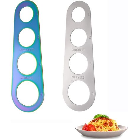 Lot de deux doseurs de pâtes en acier inoxydable avec quatre trous pour spaghetti outil de contrôle des portions pour cuisson précise (1/5)