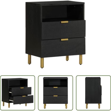 vidaXL Rangement - Table de chevet noir 50x33x62 cm bois d'ingénierie (1/5)
