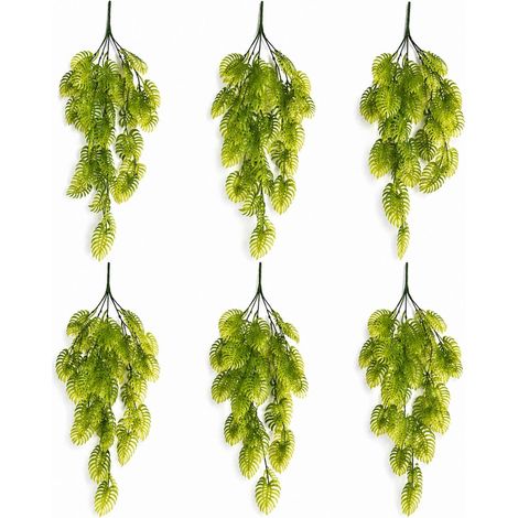 Pack of 6 x 80cm Trailing Tropical Monstera Plant - Light Green (1/5)