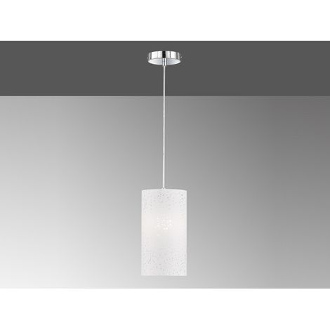 LED Hängelampe 1-flammig dimmbar mit Dekor Stoffschirm Zylinder Weiß, Ø 16cm (1/4)