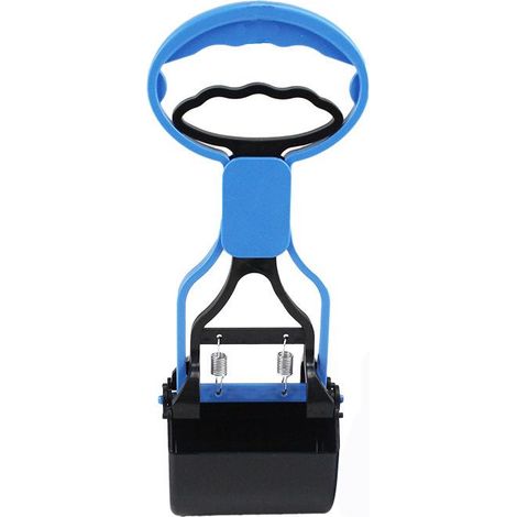 Pince ramasse-crotte bleue avec système de fixation pour chien et chat, accessoire hygiénique à attache rapide, outil de nettoyage pour déjections animales, couleur azur, usage extérieur. (1/5)