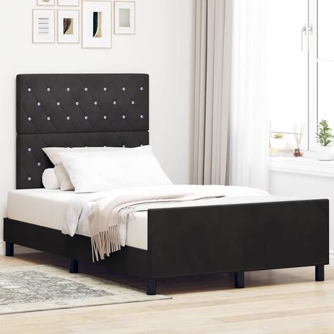 Cama tipo Box Spring con cabecera Negro 120 x 200 cm Terciopelo (1/5)