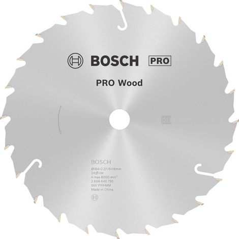 Bosch PRO Wood Circular Saw Blade 184 x 2.2 x 16 mm T24 2608640795