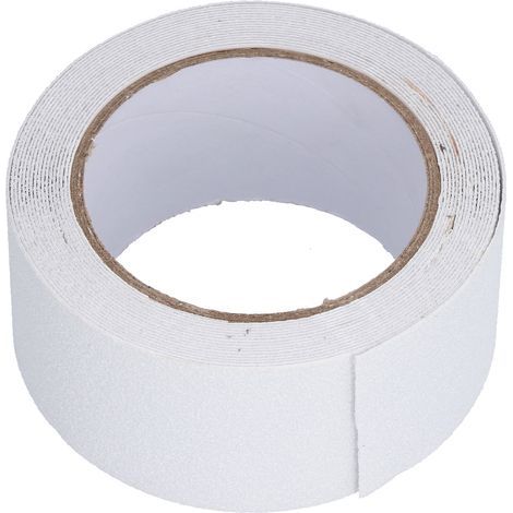 Ortviai Ruban antidérapant extérieur 5 m x 5 cm blanc en PVC abrasif haute adhérence (1/5)