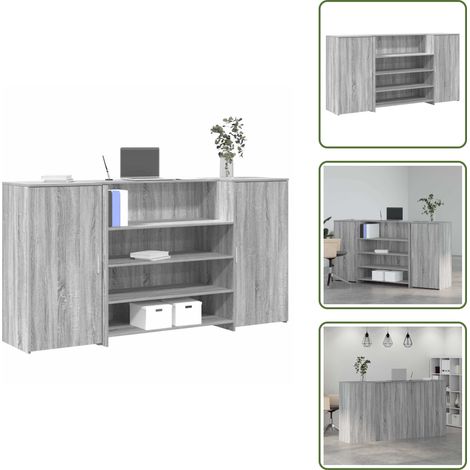 Comptoir de caisse - vidaXL Bureau de réception sonoma gris 200x50x103,5 cm bois ingénierie - Armoire de rangement (1/5)