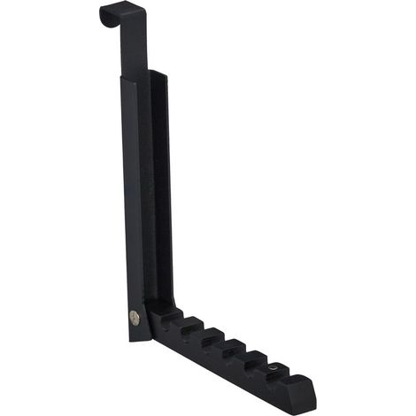 Portemanteau pliable, pour porte de max 2 cm d’épaisseur, à accrocher, 6 cintres, métal et bois, noir (1/5)