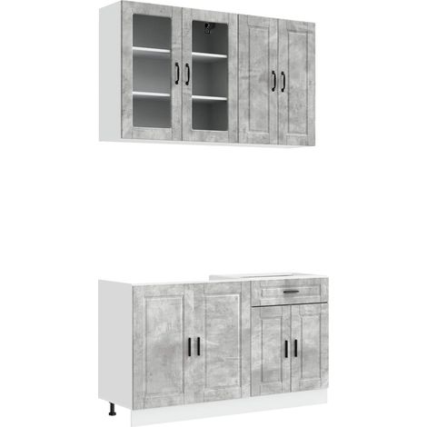 Kitchen Unit PORTO 4 pcs Concrete Grey Engineered Wood vidaXL