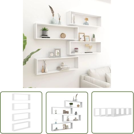Furniture Limited - Étagères cube murales 4 pcs Blanc 100x15x30cm (1/5)