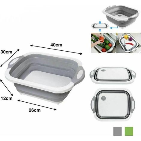 TRADE SHOP - Cestello Vaschetta Vassoio Tagliere Pieghevole In Plastica Multiuso Per Cucina -