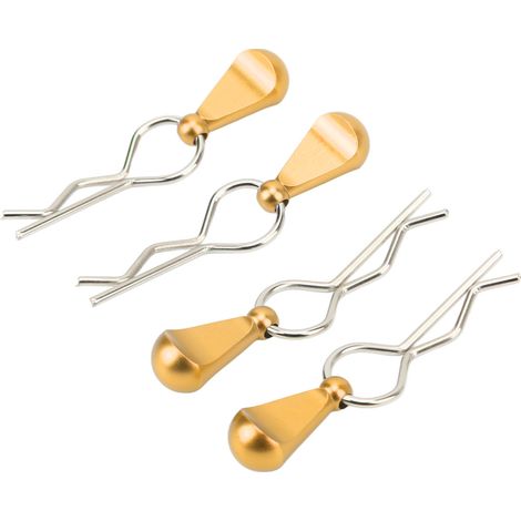 4 attaches métalliques dorées pour châssis de voiture RC 1/8 1/10, pièces de rechange avec languettes (1/5)