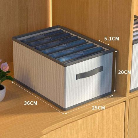Panier de rangement pliable, boîte de rangement pour vêtements, organisateur de vêtements, énorme 7 compartiments, gris beige