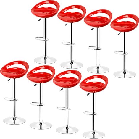 Aqrau Tabouret de Bar 8 pieces reglable ABS Plastique Rouge, Hauteur reglable 84-104 cm
