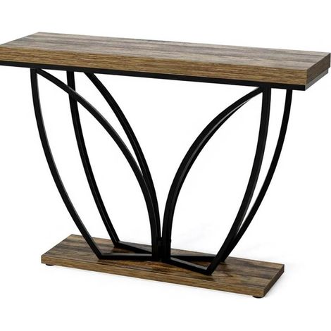Schmale rustikale Konsole aus MDF und Metall, 105 cm, rustikalbraun und schwarz, MODENUIT (1/5)