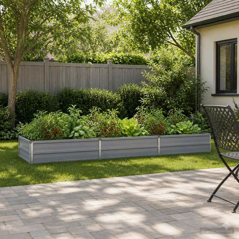 vidaXL Cama de Jardín Elevada Gris 240 x 80 x 24 cm (1/5)