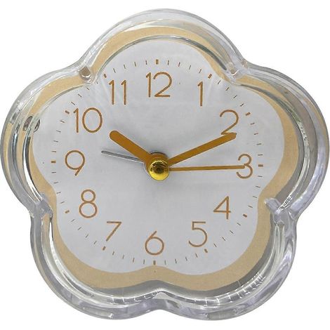 Réveil mignon en forme de fleur, silencieux et transparent, petit, idéal pour le salon ou la chambre. (1/4)