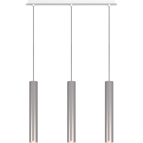 Lampadario Industrial-Minimal Xeana Metallo Bianco Alluminio 3 Luci Gu10