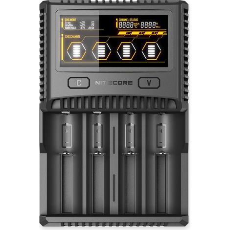 Chargeur NITECORE SC4, 4 emplacements, pour Li-Ion, Ni-MH, Ni-Cd, Li-FEPO4.