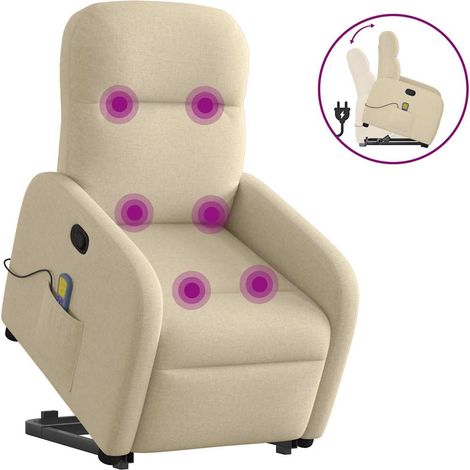Massagesessel mit Aufstehhilfe Creme Stoff