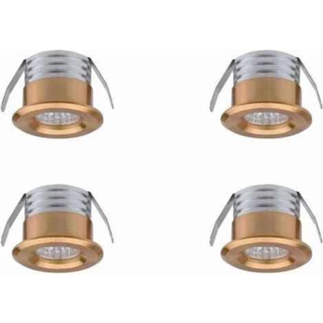 Lot de 4 mini spots encastrés LED, 3 W, blanc chaud doré DOPA (1/3)