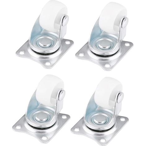 Roulettes Pivotantes, 4 Roulettes Universelles Roues de 1" Roulettes Blanc avec Supports de Support, pour Tables Chaises Petits Chariots Bagages (1/5)
