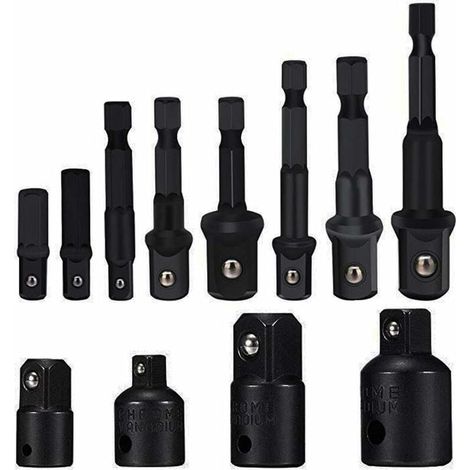 Socket wrench adapter set, 8-piece hex drill bit nut wrench set, socket wrench extension adapter bit set, 4-piece adapter reducer set for ratchet wrenches/socket wrenches (black) (1/5)