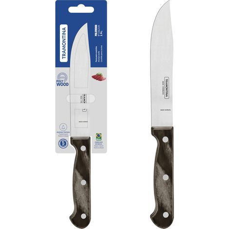 Tramontina Coltello Cucina con lama in acciaio inossidabile e manico in legno trattato Polywood Castaño 15 cm (1/2)