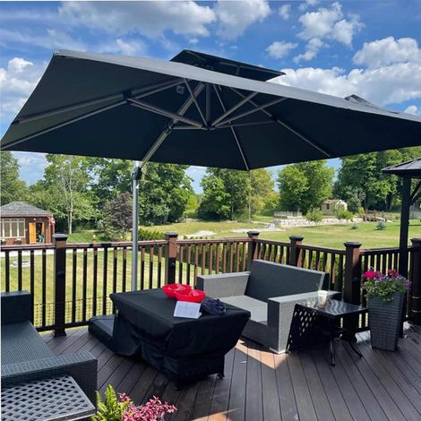 PURPLE LEAF Parasol Déporté 3,3 x 2,7 M Rectangulaire, Parasol de Jardin Extérieur, Adapté pour Piscine, Jardin, Balcon et Terrasse, Gris
